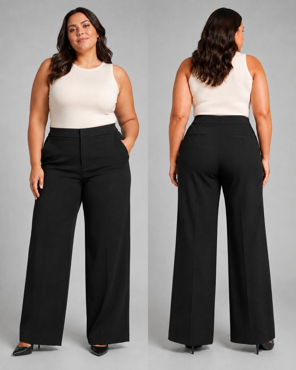 Good American Wide Leg Trousers in Black